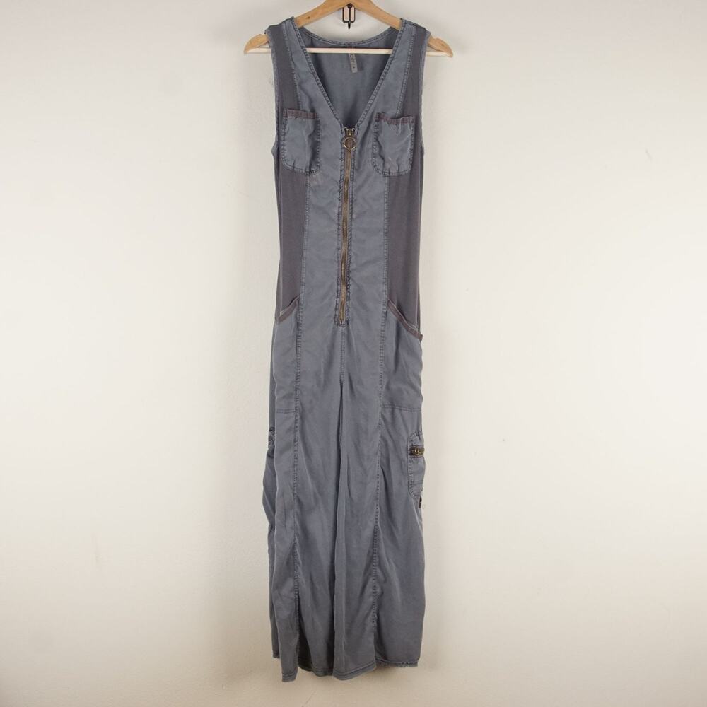 XCVI Soft Twill Macgowan Wide Leg Gray Utility Jumpsuit Womens Sz M